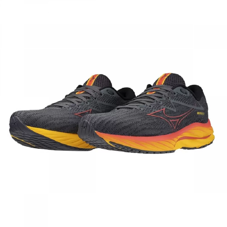 Кроссовки мужские Mizuno WAVE RIDER 27 (Черный/Оранжевый/Желтый, 41)