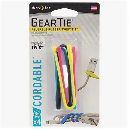 Nite Ize Gear Tie CordableTM Twist Tie  (Assorted, 6 in. 4 Pack)