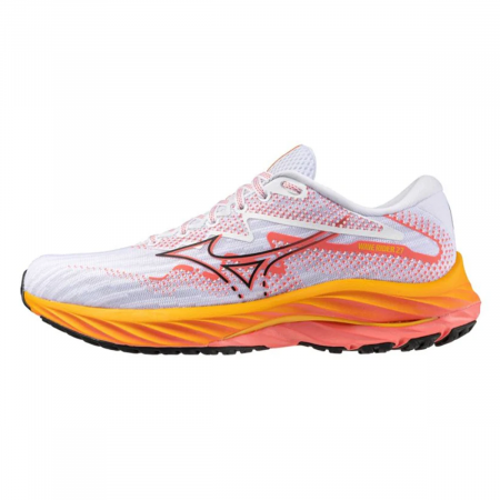 Кроссовки женские Mizuno WAVE RIDER 27 (Белый/Оранжевый, 37)