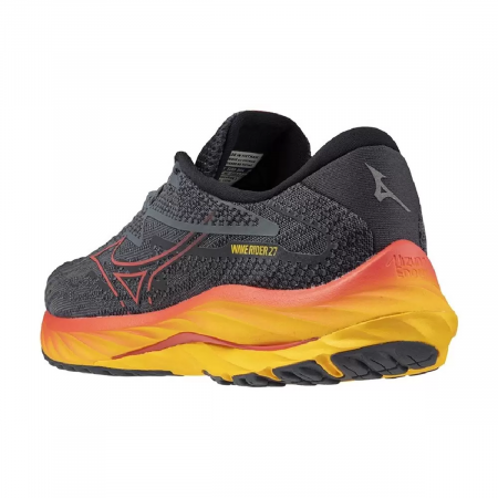 Кроссовки мужские Mizuno WAVE RIDER 27 (Черный/Оранжевый/Желтый, 41)