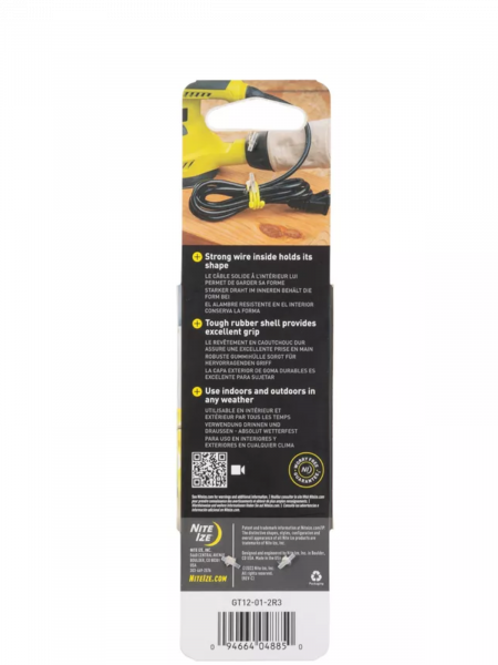 Nite Ize Gear Tie Reusable Rubber Twist TieTM (Black, 12 in. 2 Pack)